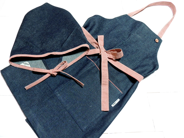 デニムショートエプロンセット