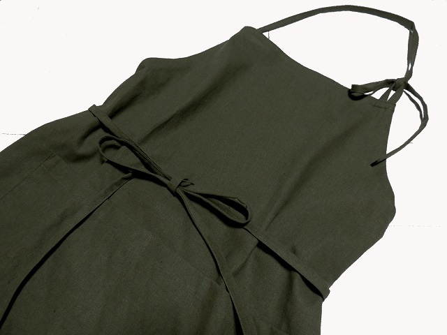 綿麻カフェエプロン・胸当て付