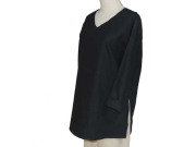 Fil de Nature 綿麻VネックTブラウス