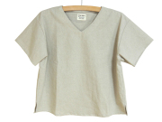 VえりTブラウスショート丈半袖