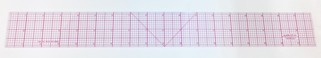 インチ方眼定規 18インチｘ2インチ 　方眼定規　方眼尺　洋裁　赤メモリ　赤目盛