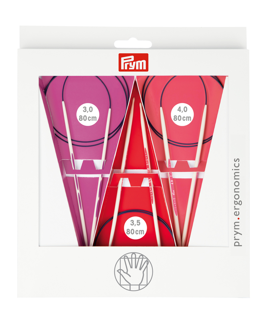 《Prym》プリム・エルゴノミック 輪針　80cm/ 3.0mm・3.5mm・4.0mm　3本セット　 セット限定カラー！　エゴノミック