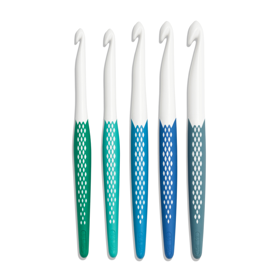 《Prym》プリム・エルゴノミック かぎ針 　 （7.0/8.0/9.0/10.0/12.0mm）5本セット/各1本入　 7.0ｍｍ-8.0ｍｍ：全長17cm / 9.0ｍｍ-12.0mm：全長18cm　エゴノミック