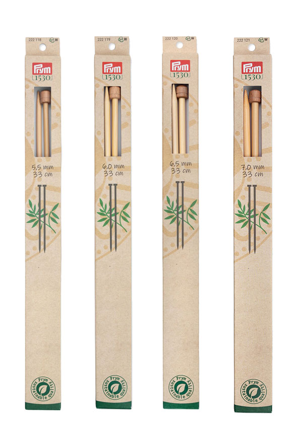 《Prym》プリム・1530　あみ針　バンブー・シングルポイント　 （5.50/6.00/6.50/7.00mm）全長：33cm　個別販売　 サステナブル　天然竹材の編み針　竹　あみ針　222118-222119-222120-222121