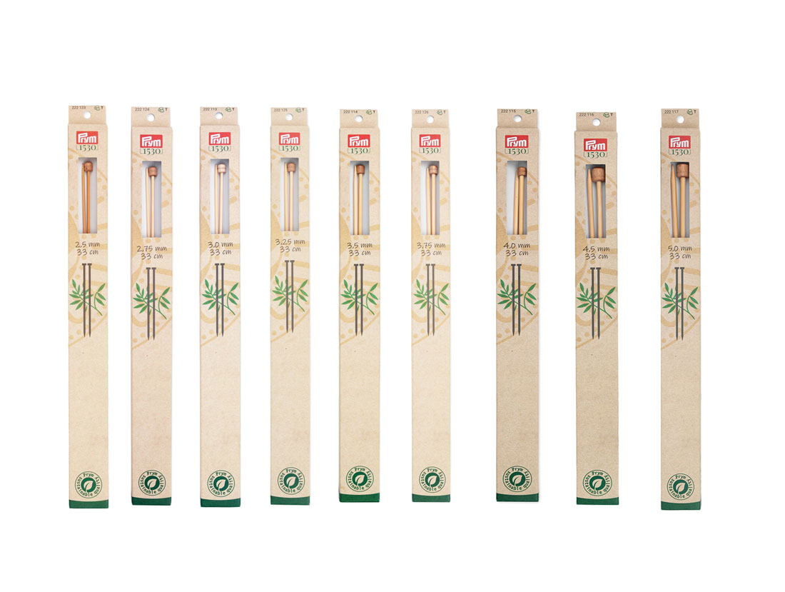 《Prym》プリム・1530　あみ針　バンブー・シングルポイント　（2.50/2.75/3.00/3.25/3.50/3.75/4.00/4.50/5.00mm）全長：33cm　個別販売　222123-222124-222113-222125-222114-222126-222115-222116-222117222117