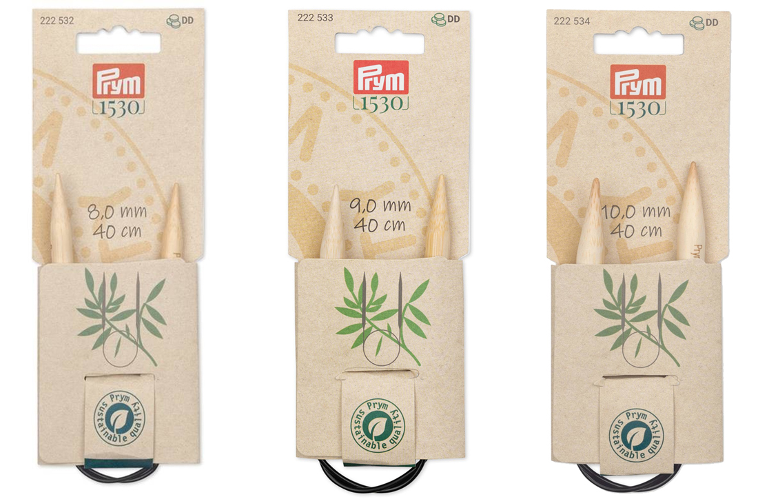 《Prym》プリム・1530　輪針　サステナブルバンブー　 ※個別販売※（8.0/9.0/10.0mm）全長：40cm1本入　 サステナブル　天然竹材の編み針　竹　あみ針　棒針　222532-222533-222534