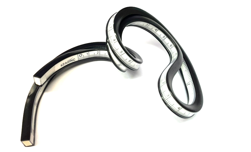 インチ・自在曲線定規　片面24inch/片面60cm　始まり4cm余白有り　形状記憶　不思議な定規