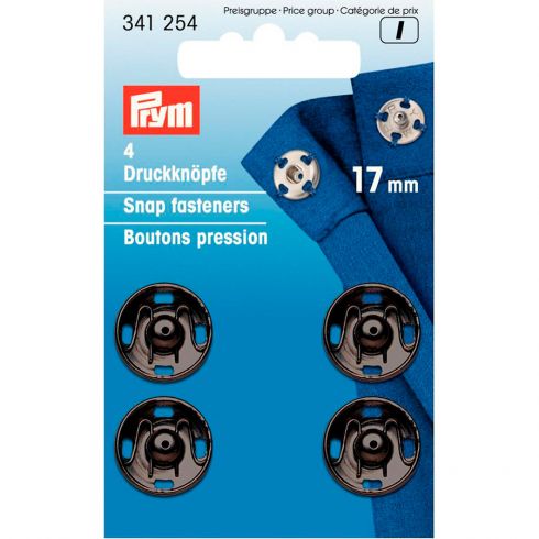 《Prym》プリム・スナップブラック　丸型17mm　4セット入　341254