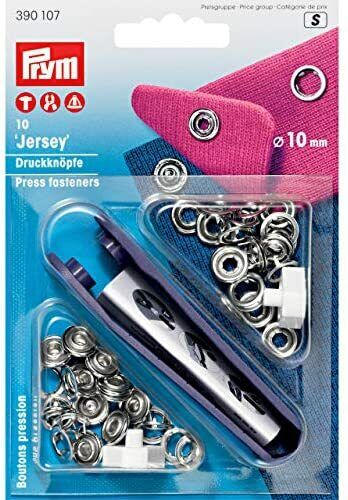《Prym》プリム・スナップ　ジャージ　リング　10mm/10セット入り　シルバー　キット付 390107　アメリカンホック　ボタン　ぼたん　手芸　縫製