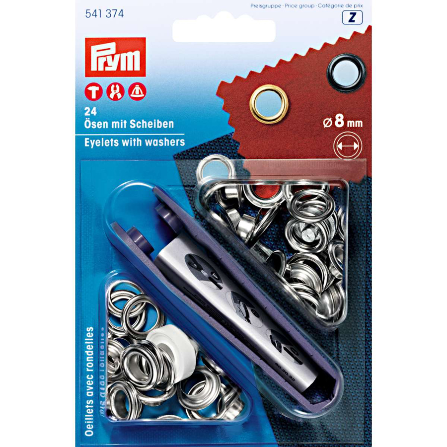 《Prym》プリム・ハトメ　片面　シルバー　キット付　8mm/24セット　541374