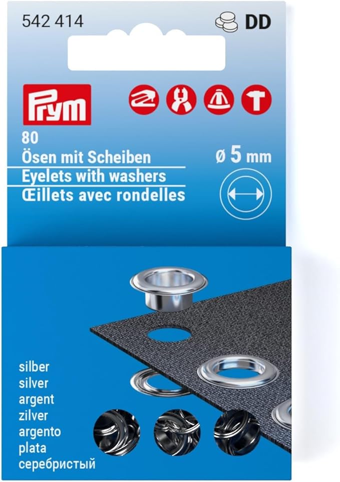 《Prym》プリム・ハトメ　片面　シルバー　5ｍｍ/80セット入　リフィール　ヴァリオ　VARIO Creative Tool　542414