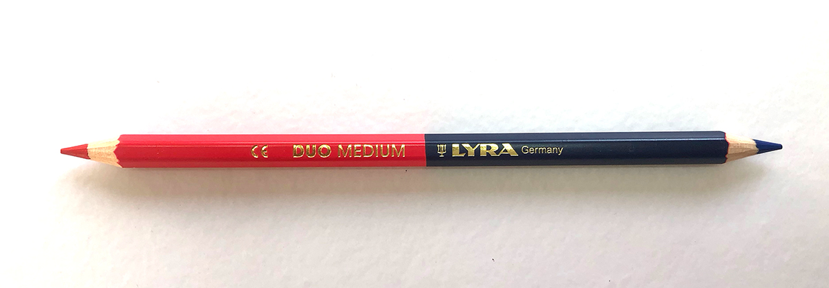 《LYRA》リラ　DUO MEDIUM デュオ ミディアム　普通芯　六角軸 hexagonal pencil　Blue Red 赤 青　2640101　本体7.8mmφ　芯3.8mmφ