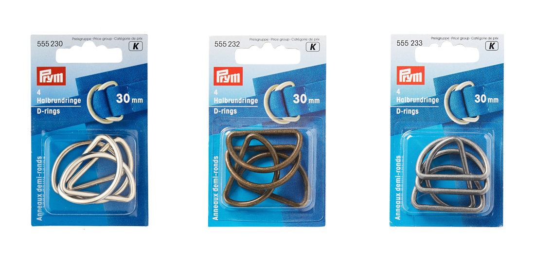 《Prym》プリム・Ｄリング　30mm　1セット4個入/3色展開　リュック・カバン・オリジナルサイフにおすすめ