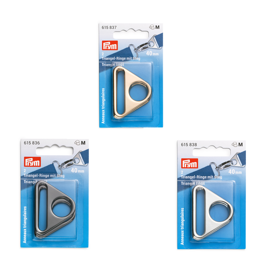 《Prym》プリム・トライアングルリング　40mm　 2個入(3カラー展開)　 バッグ金具　 リュック・カバンのショルダー部取り付けに