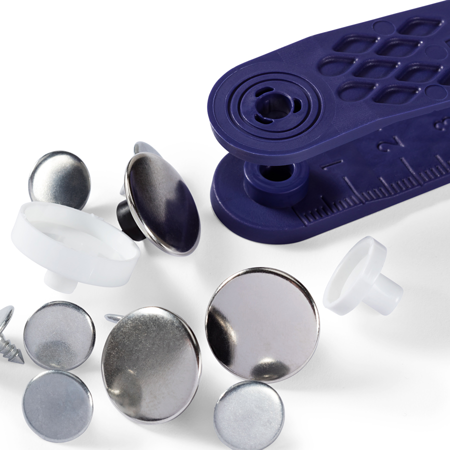 《Prym》プリム・ジーンズ用ボタン　 径17ｍｍ/8セット入キット付　 スムース・シルバー　622 240　タックボタン　釦