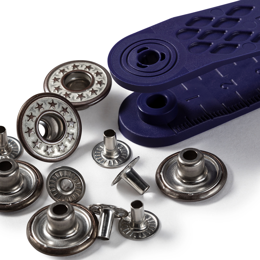 《Prym》プリム・ジーンズ用ボタン　 径17ｍｍ/6セット入キット付　 スターオープン・アンティーク　622 239　タックボタン　釦