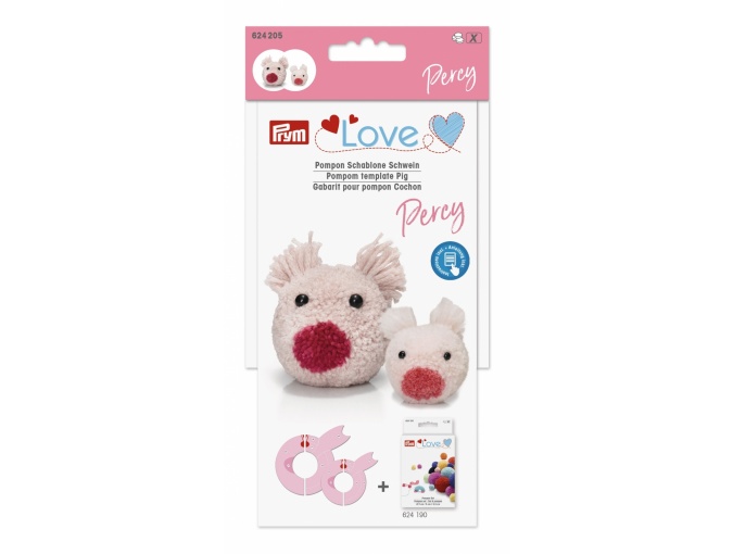 《Prym》プリム・ポンポンテンプレート　 豚・パーシー　可愛いアニマルポンポンの作成♪　 アクセサリ　ストラップ　624205