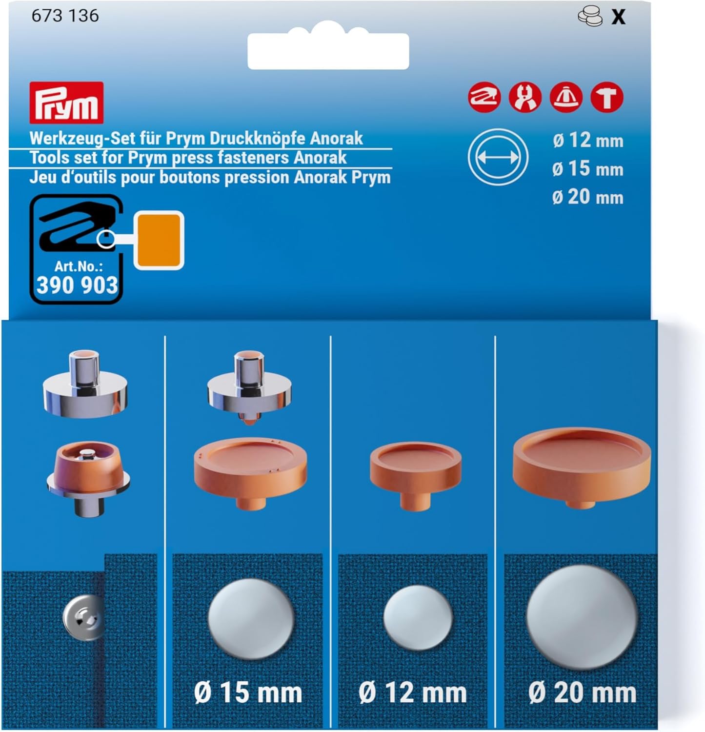 《Prym》プリム・ヴァリオ　ばねホック（アノラックスナップ）取り付け専用コマ　（12mm/15mm/20mm用）　VARIO Creative Tool　バネホック　673136