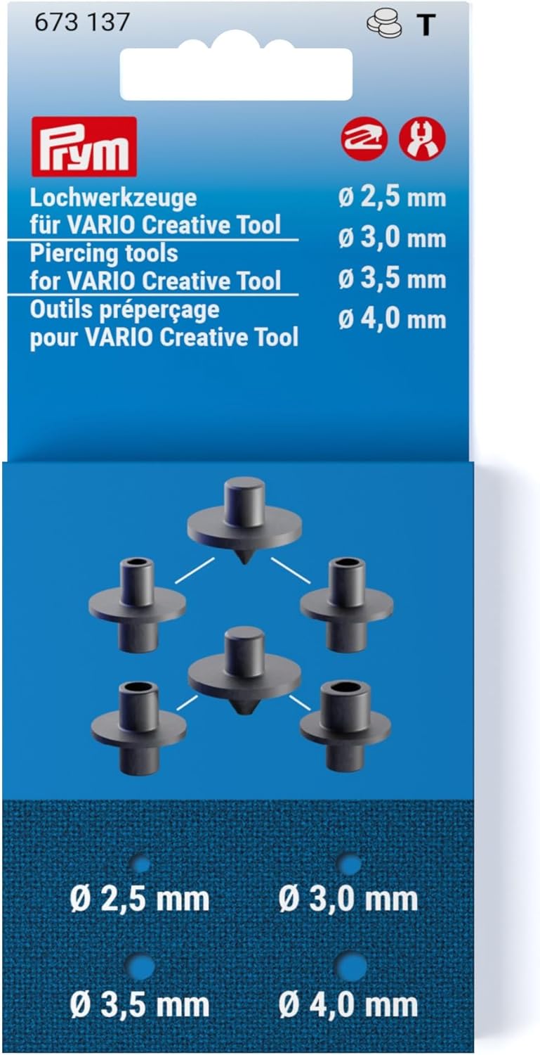 《Prym》プリム・ヴァリオ　パンチングツール・ポンチ　ハンドプレス機専用　穴サイズ：2.5mm/3mm/3.5mm/4mm用　VARIO Creative Tool ハトメ取り付け　673137
