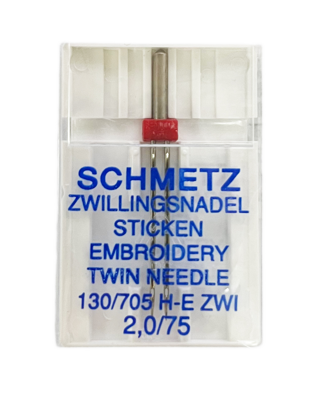 《SCHMETZ》※2本針（ZWI）・刺繍 / 11番（#75）幅2.0mm　シュメッツ　ドイツ製　 家庭用ミシン針　　 EMBROIDERY　130/705H-E