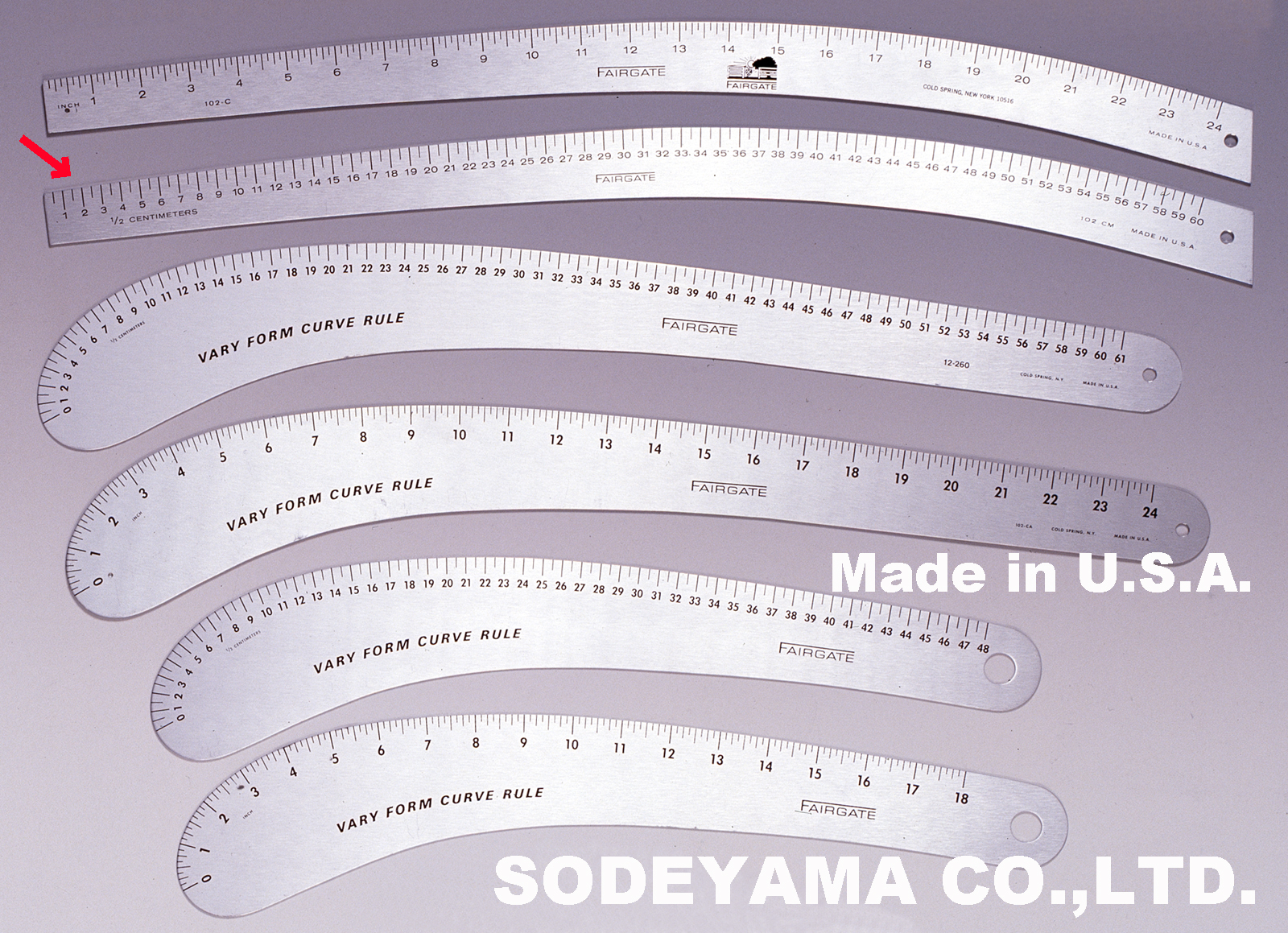 2200 アメリカ製カーブ尺VARYFORM60cm(センチ表示）