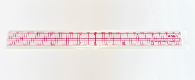 インチ方眼定規 12インチｘ1インチ 　方眼定規　方眼尺　洋裁　赤メモリ　赤目盛