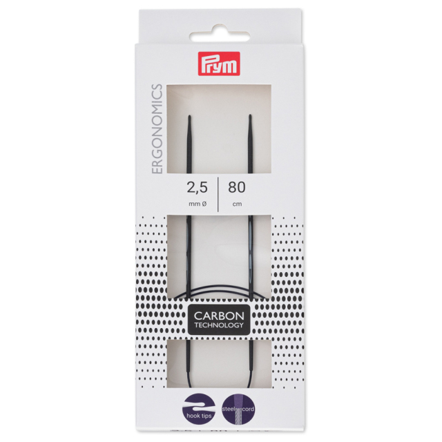 《Prym》プリム・エルゴノミック 輪針　カーボンタイプ　 全長80cm/2.5mm　 215301　エルゴミック　エルゴミックス　エルゴノミックス　エルゴノミクス　ergonomics