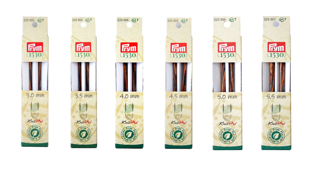 《Prym》プリム・1530　ニットプロ　輪針キット 2本入　ナチュラルウッド　サステナブル　 ※個別販売※　全長11.6cm（3.0/3.5/4.0/4.5/5.0/5.5mm） サステナブル　天然木材の編み針　あみ針　棒針　223302-223303-223304-223305-223306-223307　マジックループ