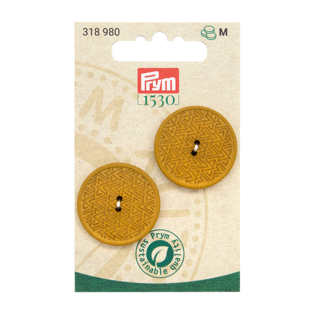 《Prym》プリム・1530　リサイクル麻ボタン 28mm/2個　 カレーカラー　318980