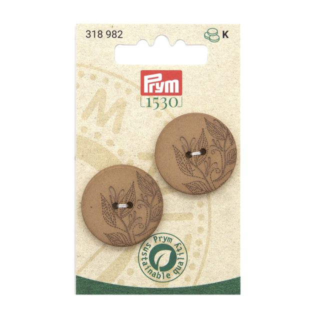 《Prym》プリム・1530　リサイクル麻ボタン 28mm/2個　 ベージュカラー　318982