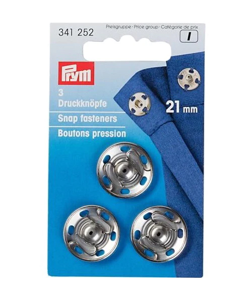 《Prym》プリム・シルバースナップ丸型21mm　3セット入　341252