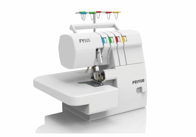 FEIYUE フェイユー FY505 100V~240V海外でもそのまま使用可能 家庭用オーバーロックミシン 模様トータル6種類 2・3・4本糸ロック 縫い目長さダイヤル LEDライト 抑え圧調整 2段階押え設定 簡単ルーパー糸通し カッター調整 カッター取外し機能