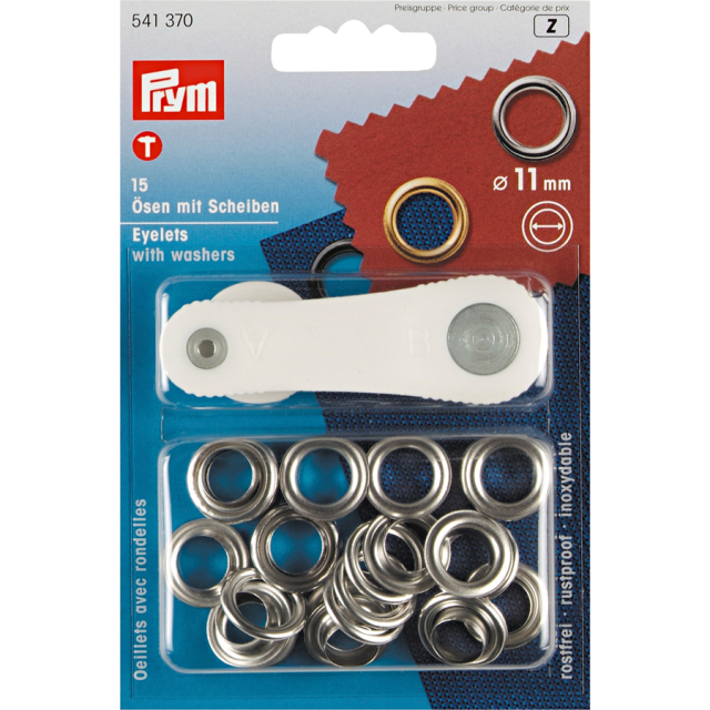 《Prym》プリム・ハトメ　片面　シルバー　キット付　11mm/15セット　541370