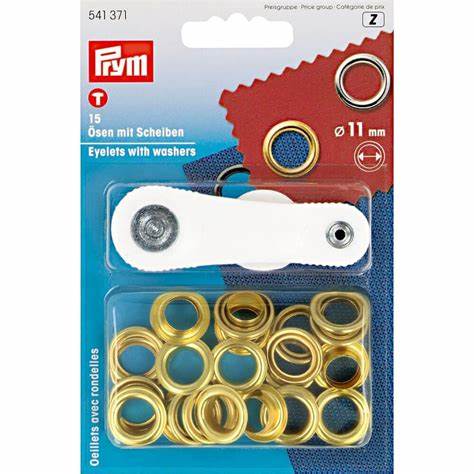 《Prym》プリム・ハトメ　片面　ゴールド　キット付　11mm/15セット　541371