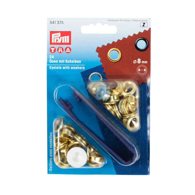 《Prym》プリム・ハトメ　片面　ゴールド　キット付　8mm/24セット　541375