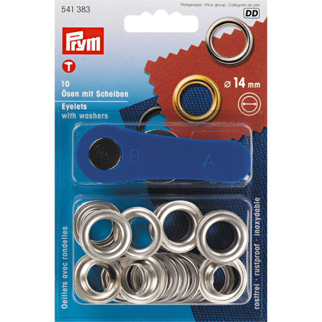 《Prym》プリム・ハトメ　片面　シルバー　キット付　14mm/10セット　541383