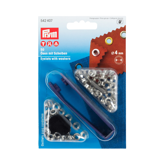 《Prym》プリム・ハトメ　片面　シルバー　キット付　4.0mm/50セット　542407
