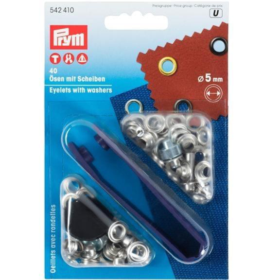 《Prym》プリム・ハトメ　片面　シルバー　キット付　5.0mm/40セット　542410