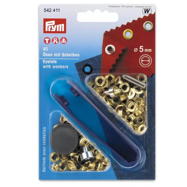 《Prym》プリム・ハトメ　片面　ゴールド　キット付　5.0mm/40セット　542411