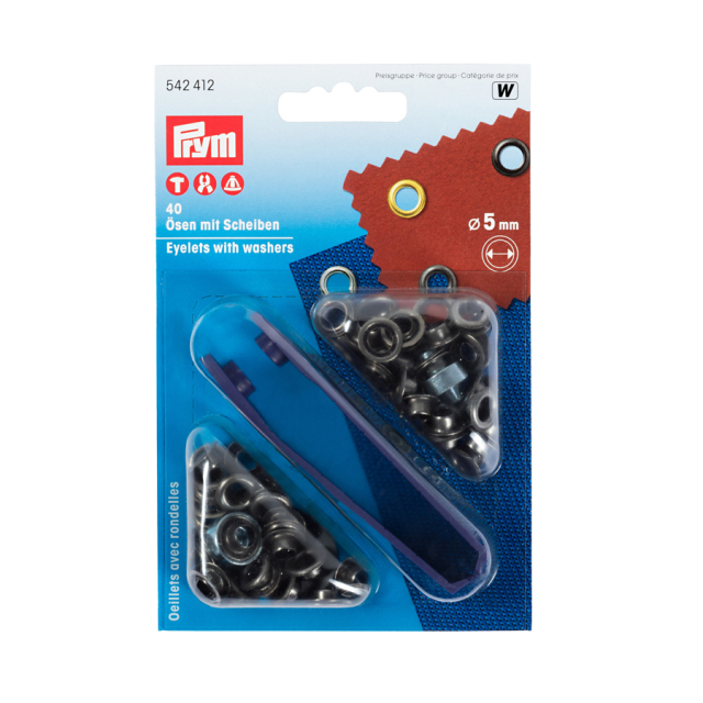 《Prym》プリム・ハトメ　片面　オールドアイロン　キット付　5.0mm/40セット　542412