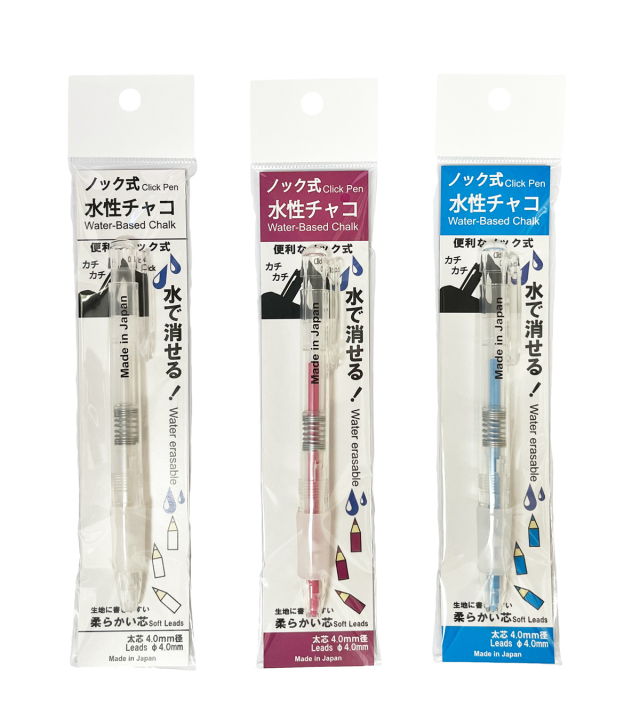 ノック式水性チャコ　本体 ※芯3カラーあり※ お好みのお色をご選択ください　 水性タイプのチャコペン　チャコ　印つけ　しるし　マーキング 　水で消える　シャーペン式・ノック式