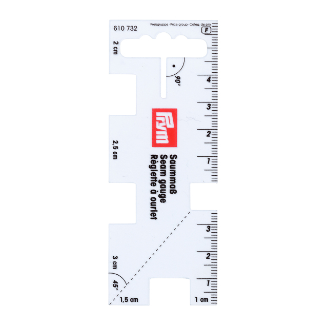 《Prym》プリム　ドイツ・ ソーイングゲージ 透明 610 732　SEAM GAUGE transparent plastic　シームゲージ　クリア