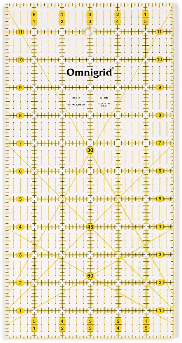 《Prym》プリム・オムニグリッド定規　※インチタイプ※　 6インチｘ12インチ（15.24cm×30.48cm）　ルーラー　ソーイング　手芸　定規　ものさし　物差し　スケール　ハンドメイド　パッチワーク定規　オムニ　グリット　キルト　611643