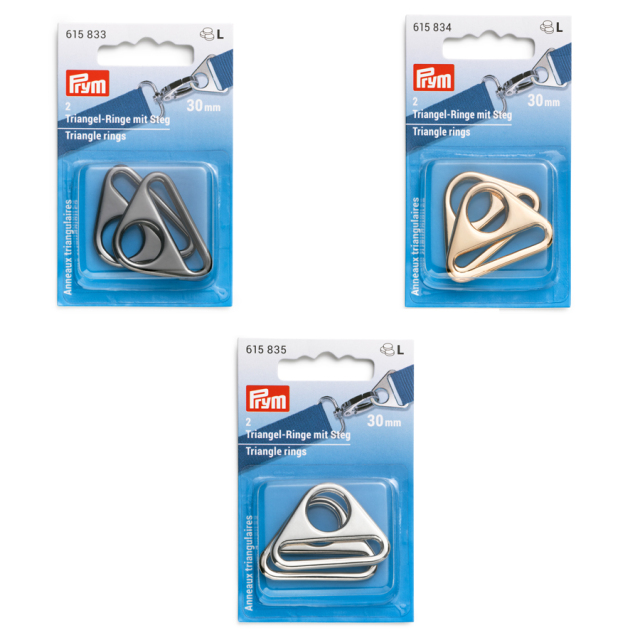 《Prym》プリム・トライアングルリング　30mm　 2個入(3カラー展開)　 バッグ金具　 リュック・カバンのショルダー部取り付けに