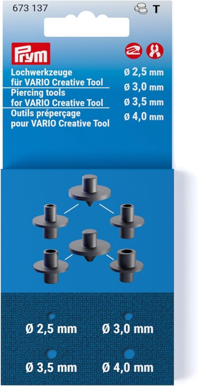 《Prym》プリム・ヴァリオ　パンチングツール・ポンチ　ハンドプレス機専用　穴サイズ：2.5mm/3mm/3.5mm/4mm用　VARIO Creative Tool ハトメ取り付け　673137