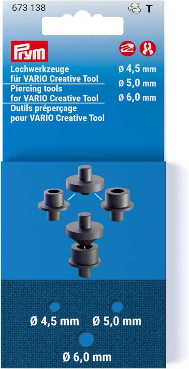 《Prym》プリム・ヴァリオ　パンチングツール・ポンチ　ハンドプレス機専用　穴サイズ：4.5mm/5mm/6mm用　VARIO Creative Tool ハトメ取り付け　673138