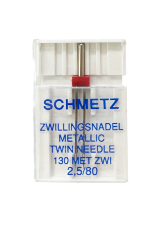 《SCHMETZ》※2本針（ZWI）・メタリック / 12番（#80）幅2.5mm　シュメッツ　ドイツ製　 家庭用ミシン針　 METALLIC　130 MET ZWI