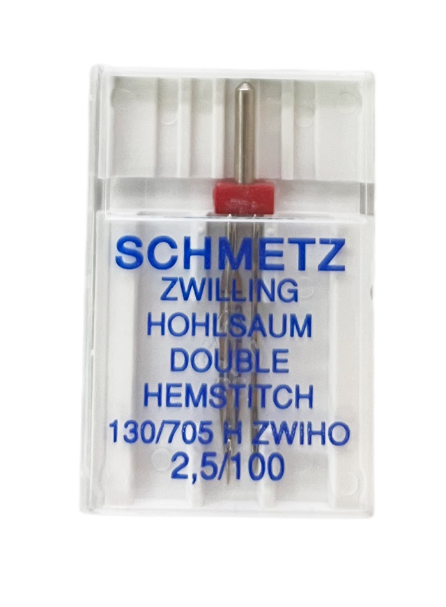 《SCHMETZ》※2本針（ZWI）・ダブルヘムステッチ / 16番（#100）幅2.5mm　シュメッツ　ドイツ製　 家庭用ミシン針　 130/705H ZWIHO