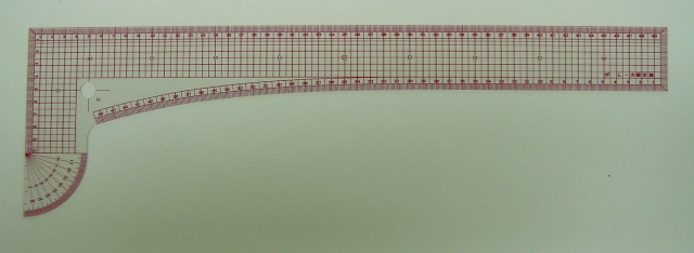 2311 方眼L尺透明15cmx50cm分度器付