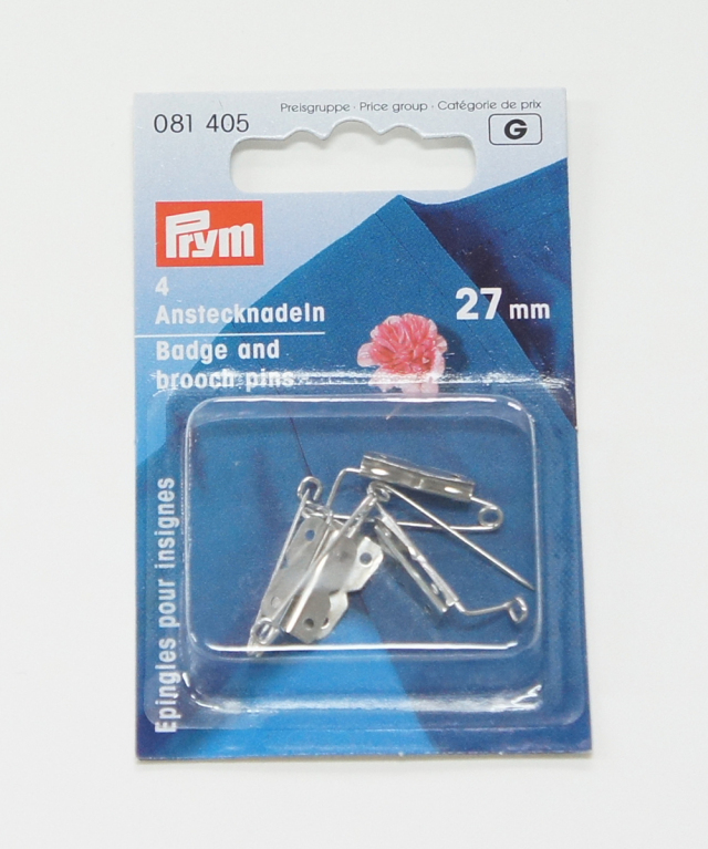 6806 PRYMドイツ・ブローチ＆バッジ用ピン4個入り（シルバー）